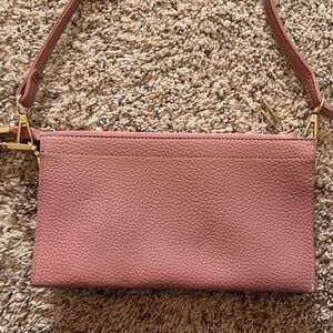 Tan Pink Leather Crossbody Bag